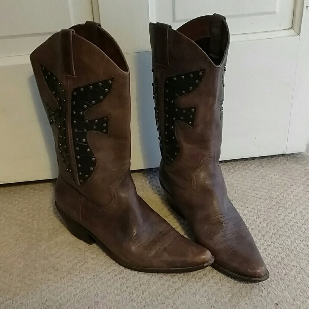 Matisse Studded Leather Cowboy Boots Gem